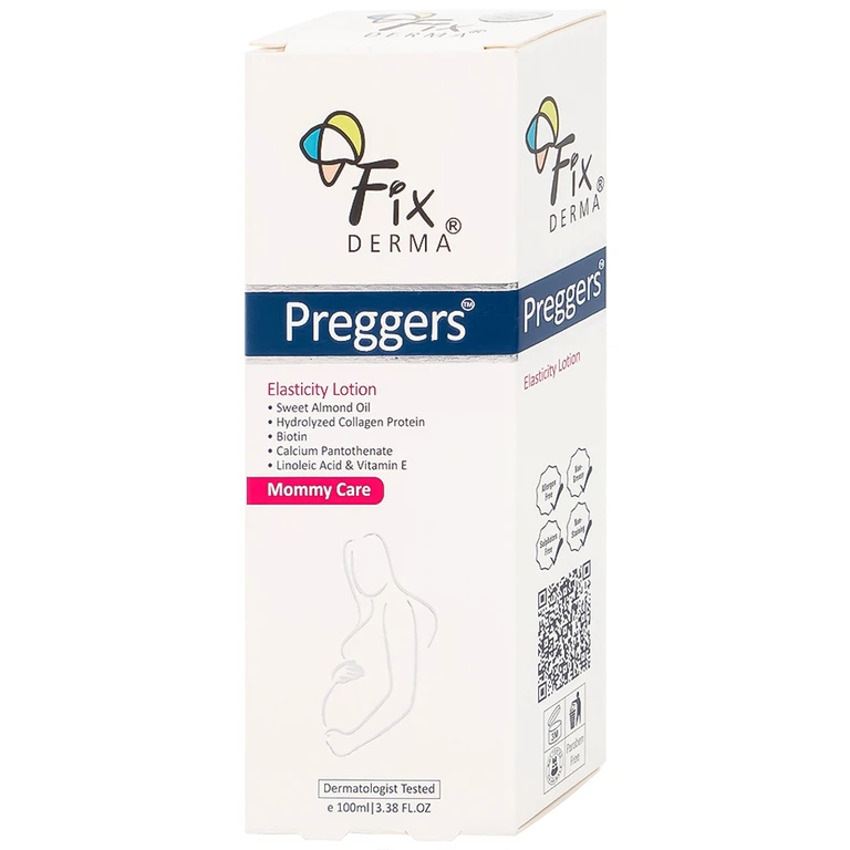 Lotion Fixderma Preggers Elasticity dưỡng ẩm, giảm vết rạn cho phụ nữ mang thai và sau khi sinh (100ml)