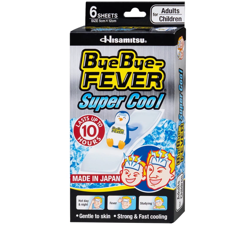 Miếng dán hạ sốt Bye Bye Fever Super Cool dùng cho trẻ từ 10 tuổi và người lớn (3 gói x 2 miếng)