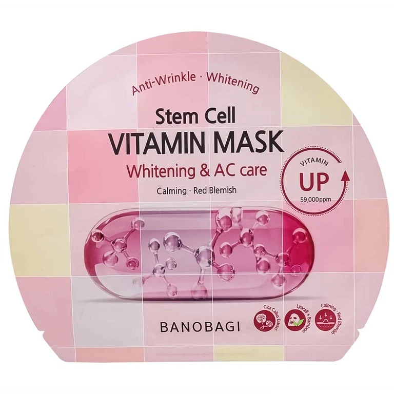 Mặt nạ Banobagi stem cell vitamin mask whitening & ac care  hỗ trợ cấp ẩm và dưỡng sáng da cho da mụn (30g)