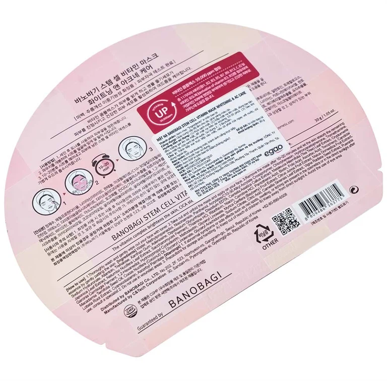 Mặt nạ Banobagi stem cell vitamin mask whitening & ac care  hỗ trợ cấp ẩm và dưỡng sáng da cho da mụn (30g)
