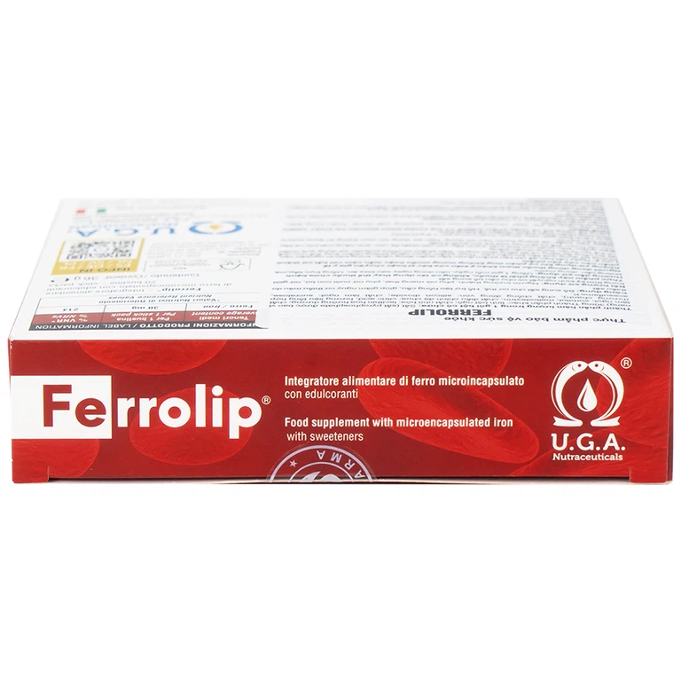 Sắt Ferrolip Uga hỗ trợ tạo hồng cầu, giúp giảm nguy cơ thiếu máu do thiếu sắt (20 gói)