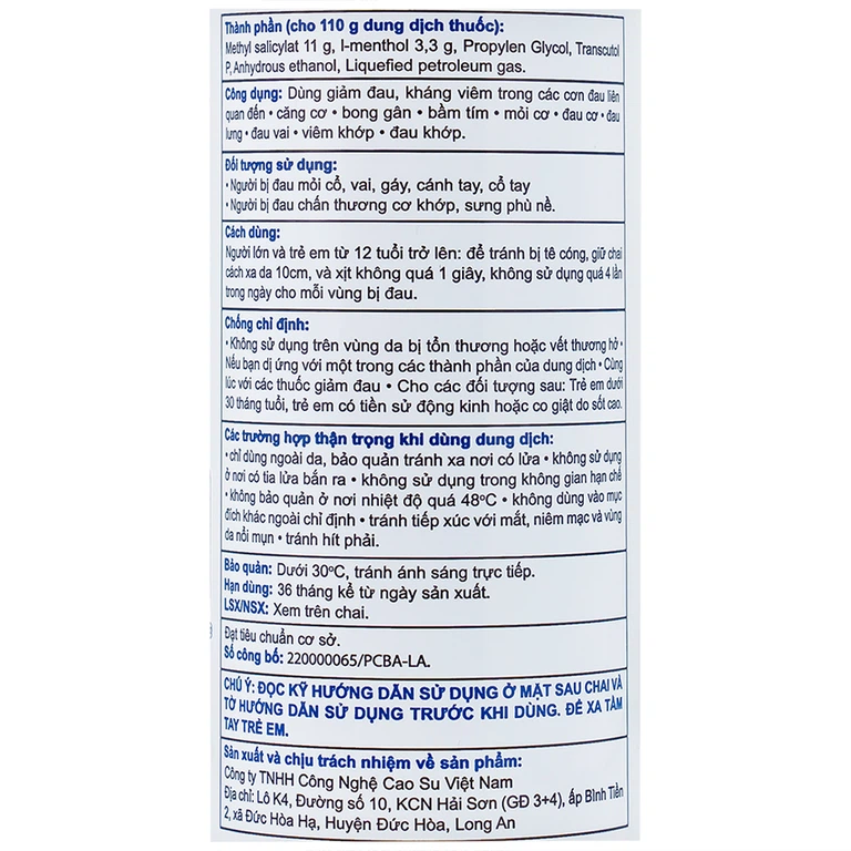 Chai xịt giảm đau kháng viêm Safefit Jet Spray giảm đau, kháng viêm trong căng cơ, bong gân (110ml)