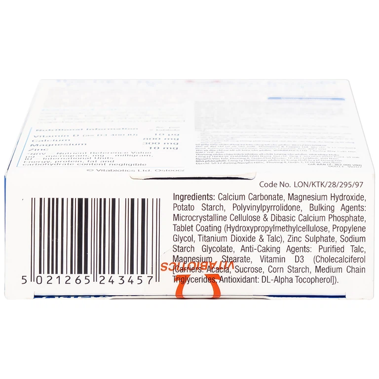 Viên nén Osteocare Vitabiotics bổ sung canxi, khoáng chất cho xương chắc khoẻ (2 vỉ x 15 viên)