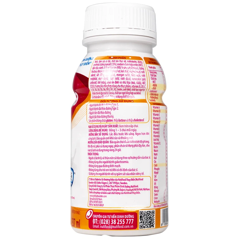 Sữa Nutifood Varna Diabetes 237ml Nutifood ổn định đường huyết, tốt cho tim mạch (24 chai)