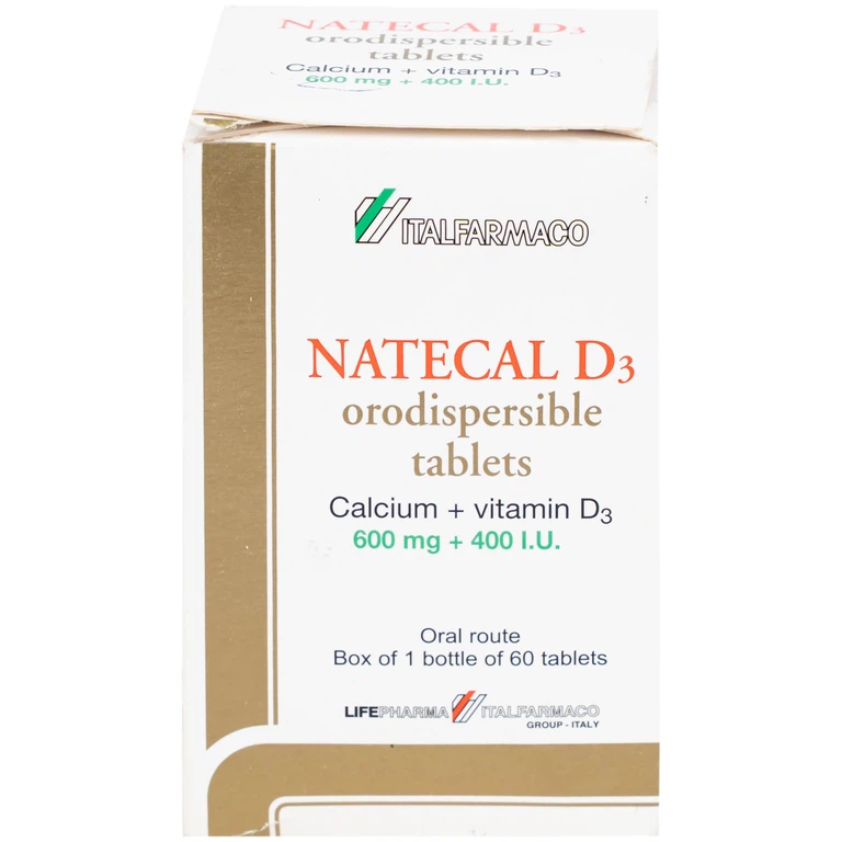 Viên nén Natecal D3 Italfarmaco điều trị và phục hồi thiếu vitamin D (60 viên)