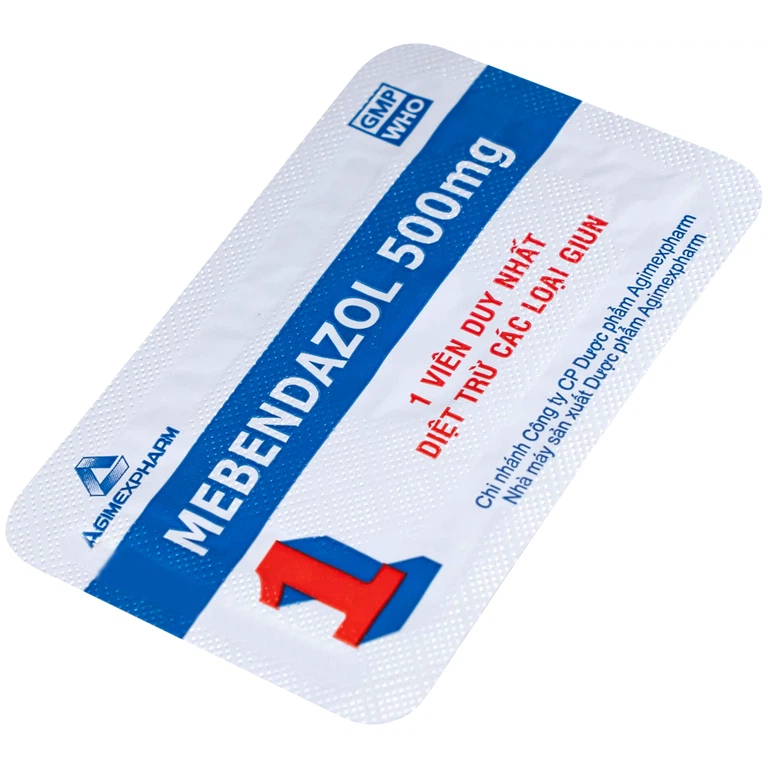 Thuốc Mebendazol 500mg Agimexpharm điều trị nhiễm một hoặc nhiều loại giun đường ruột (1 viên)