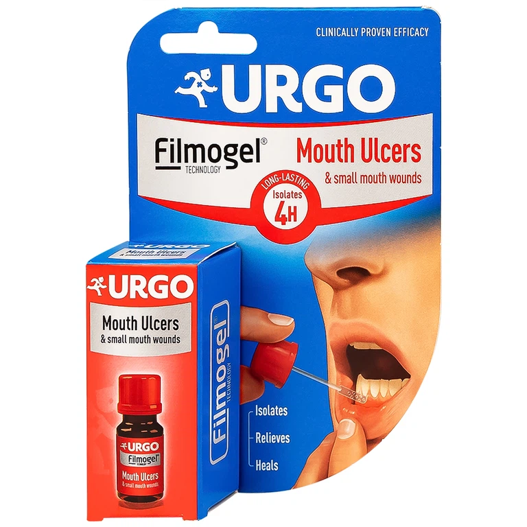 Gel Urgo Mouth Ulcers vị trái cây hỗ trợ điều trị vết loét, vết thương nhỏ trong miệng (6ml)