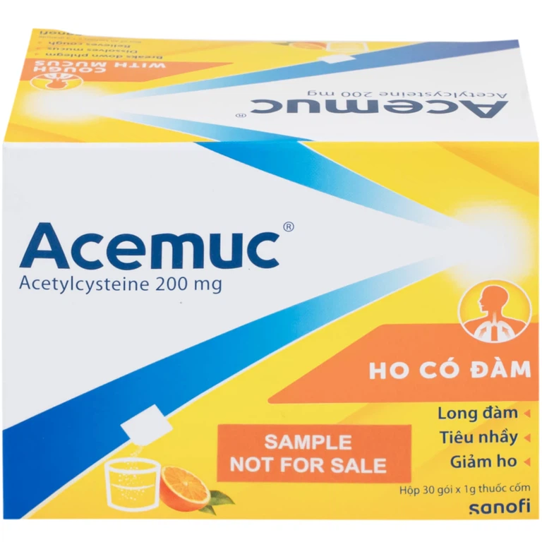 Thuốc cốm Acemuc Kids 200mg Sanofi long đàm, tiêu nhầy, giảm ho (30 gói x 1g)
