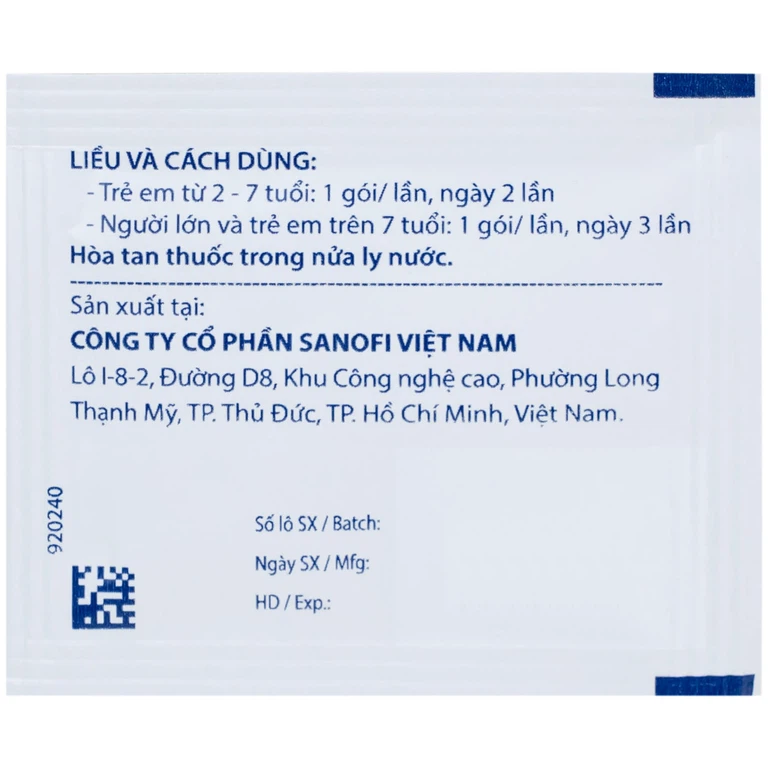 Thuốc cốm Acemuc Kids 200mg Sanofi long đàm, tiêu nhầy, giảm ho (30 gói x 1g)
