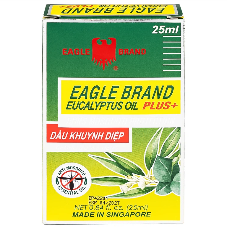 Dầu khuynh diệp con ó Eagle Brand Eucalyptus Oil Plus+ 25ml chống muỗi 8 tiếng, điều trị cảm cúm