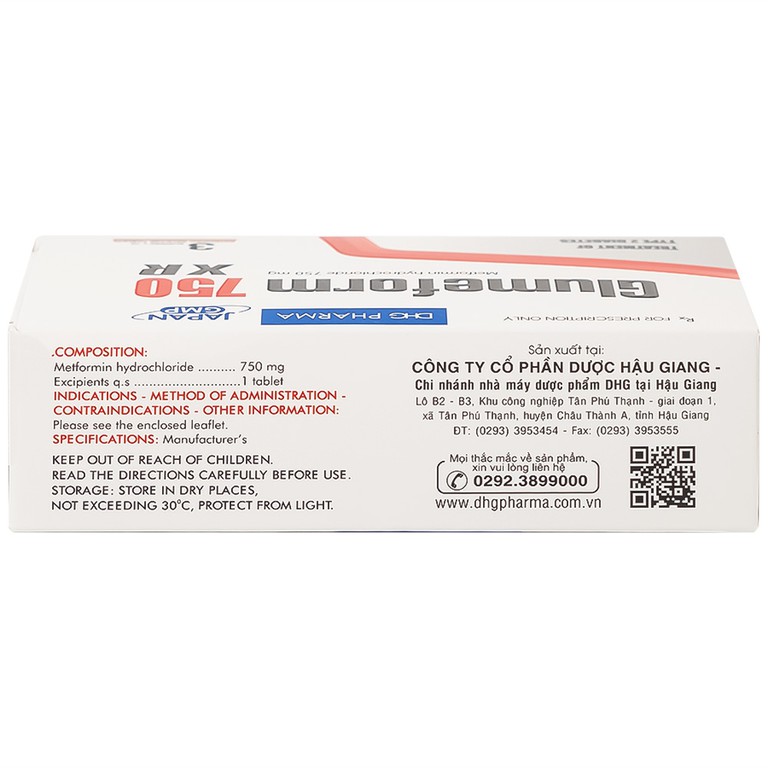 Thuốc Glumeform 750 XR DHG điều trị đái tháo đường típ 2 (3 vỉ x 10 viên)