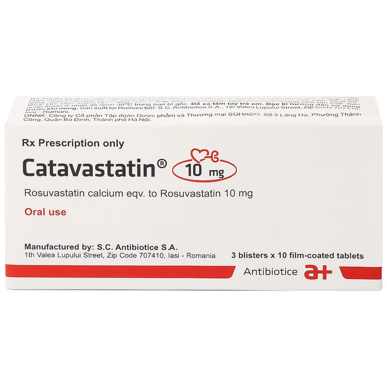 Thuốc Catavastatin 10mg S.C Antibiotice điều trị tăng cholesterol máu nguyên phát (3 vỉ x 10 viên)