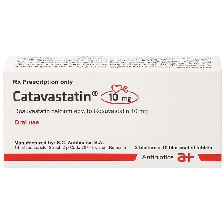 Thuốc Catavastatin 10mg S.C Antibiotice điều trị tăng cholesterol máu nguyên phát (3 vỉ x 10 viên)