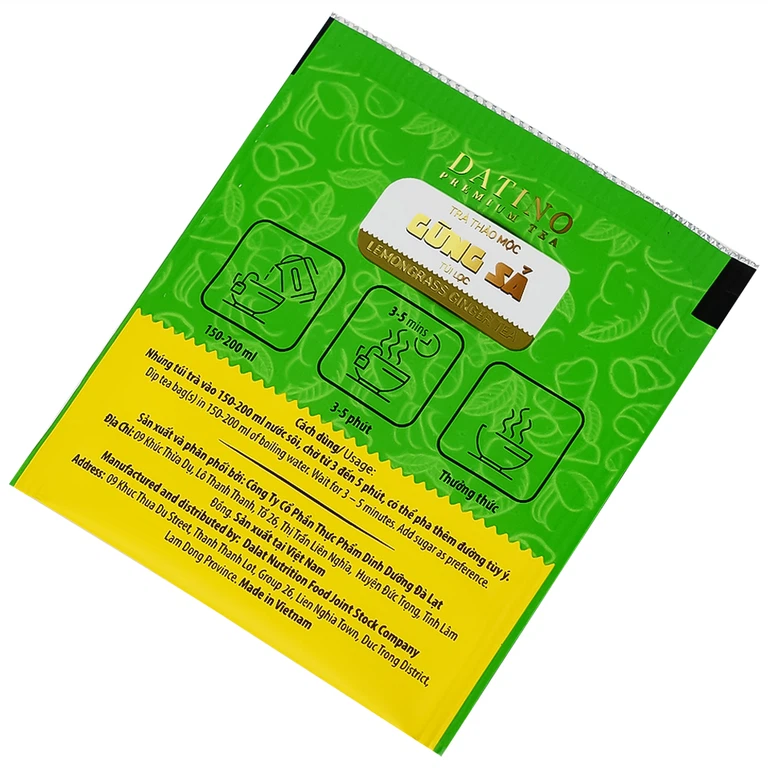 Trà thảo mộc gừng sả Datino Premium Tea hỗ trợ giảm nghẹt mũi, sổ mũi, buồn nôn (20 túi x 2g)