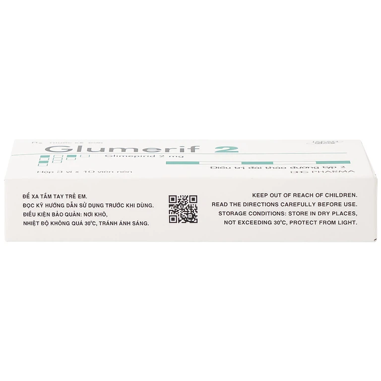 Thuốc Glumerif 2 DHG điều trị bệnh đái tháo đường típ 2 (3 vỉ x 10 viên)