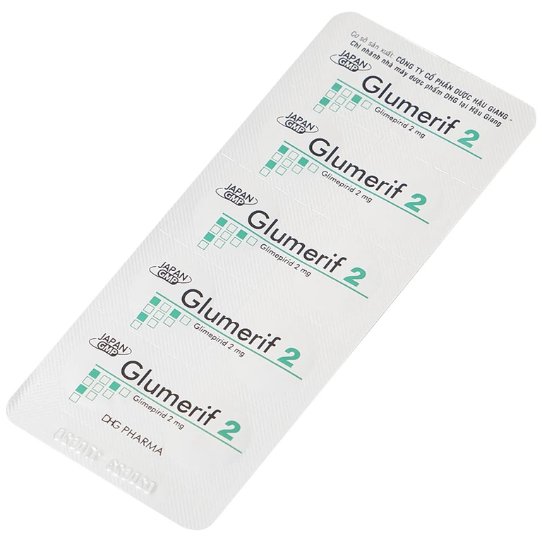 Thuốc Glumerif 2 DHG điều trị bệnh đái tháo đường típ 2 (3 vỉ x 10 viên)