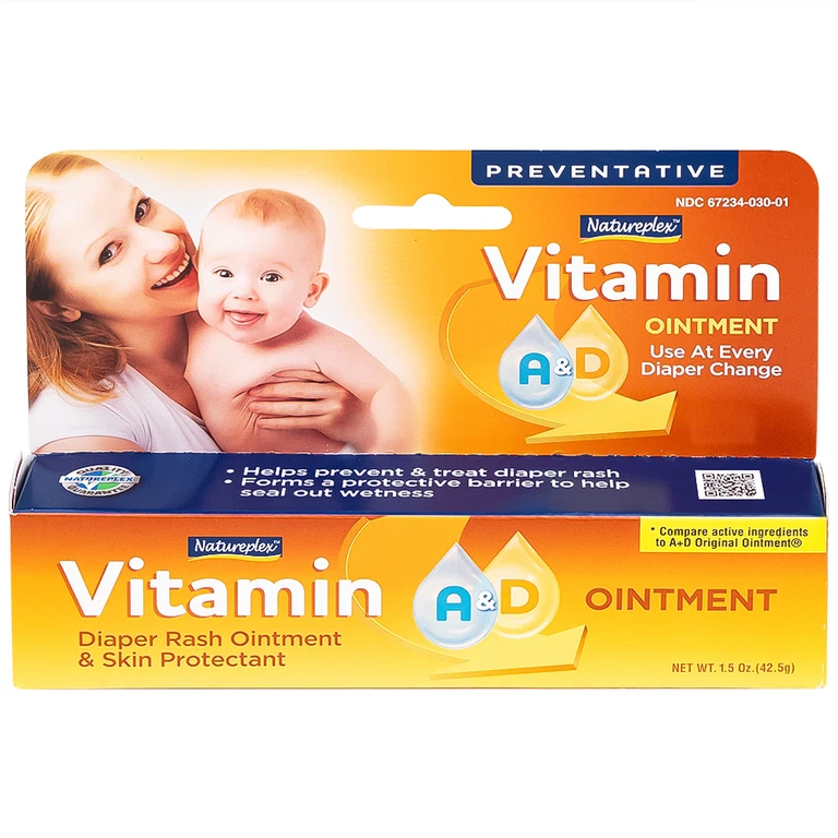 Kem Natureplex A+D Ointment 42.5g Natureplex hỗ trợ giảm và ngăn ngừa hăm tã 
