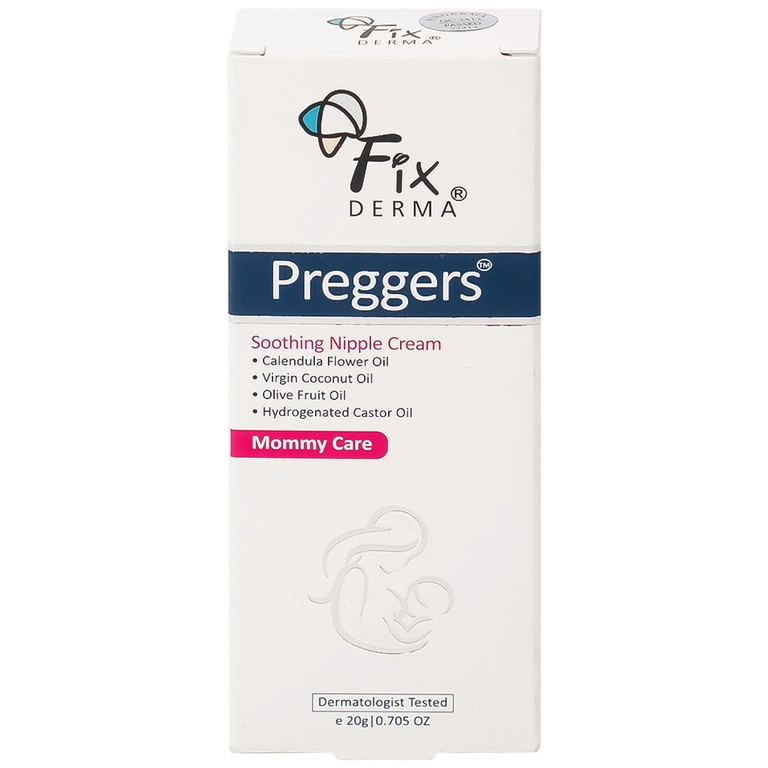 Kem Preggers Soothing Nipple Cream Fixderma hỗ trợ dưỡng ẩm, phục hồi, làm dịu núm vú bị khô (20g)