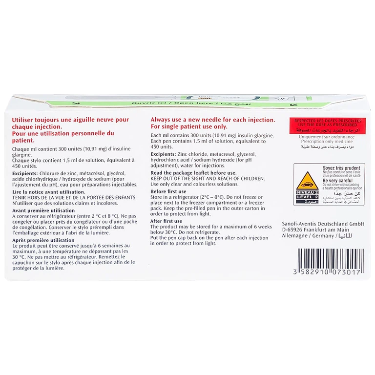 Thuốc tiêm Toujeo Solostar 300U/ml Sanofi điều trị đái tháo đường (5 cây)