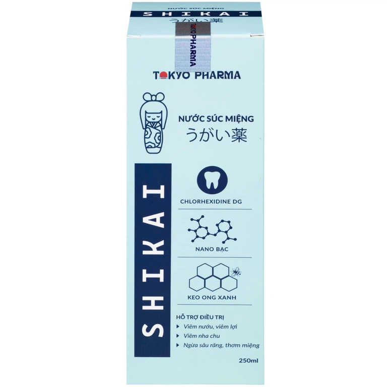 Nước súc miệng Shikai Tokyo Pharma phòng ngừa virus, vi khuẩn, hỗ trợ trị viêm nướu, viêm lợi, nha chu (250ml)