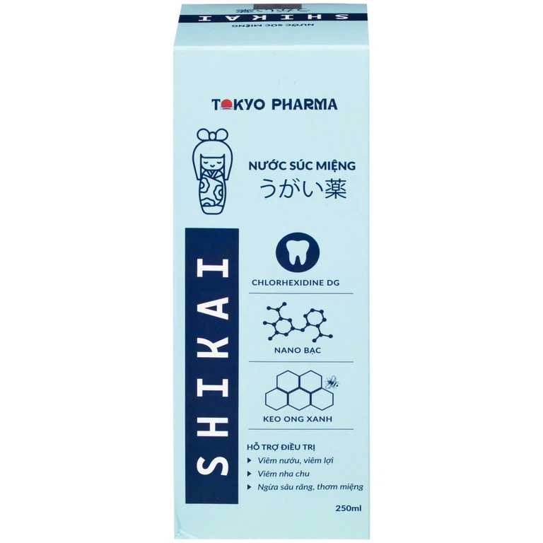 Nước súc miệng Shikai Tokyo Pharma phòng ngừa virus, vi khuẩn, hỗ trợ trị viêm nướu, viêm lợi, nha chu (250ml)