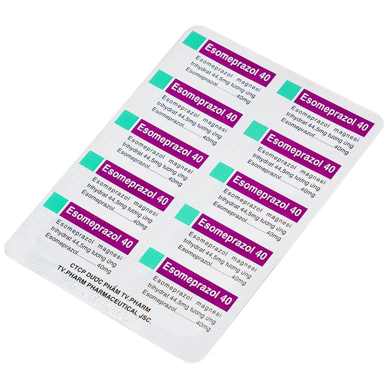 Thuốc Esomeprazol 40 Tv.Pharm điều trị loét dạ dày, trào ngược dạ dày, thực quản (3 vỉ x 10 viên)