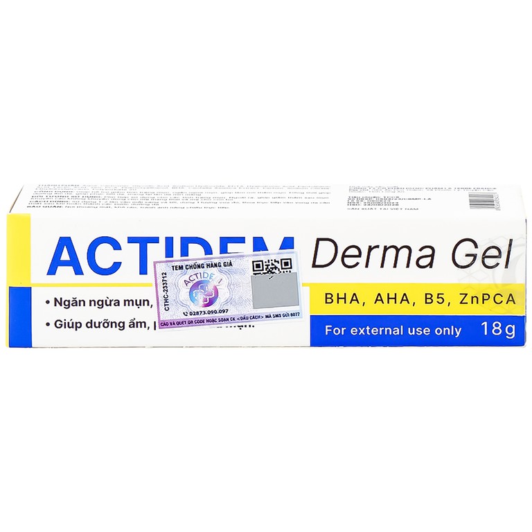 Gel Actidem Derma giúp ngăn ngừa mụn, làm mờ vết thâm (18g)