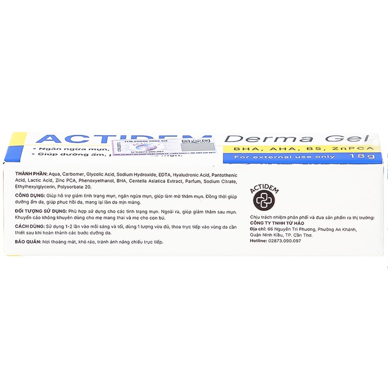 Gel Actidem Derma giúp ngăn ngừa mụn, làm mờ vết thâm (18g)