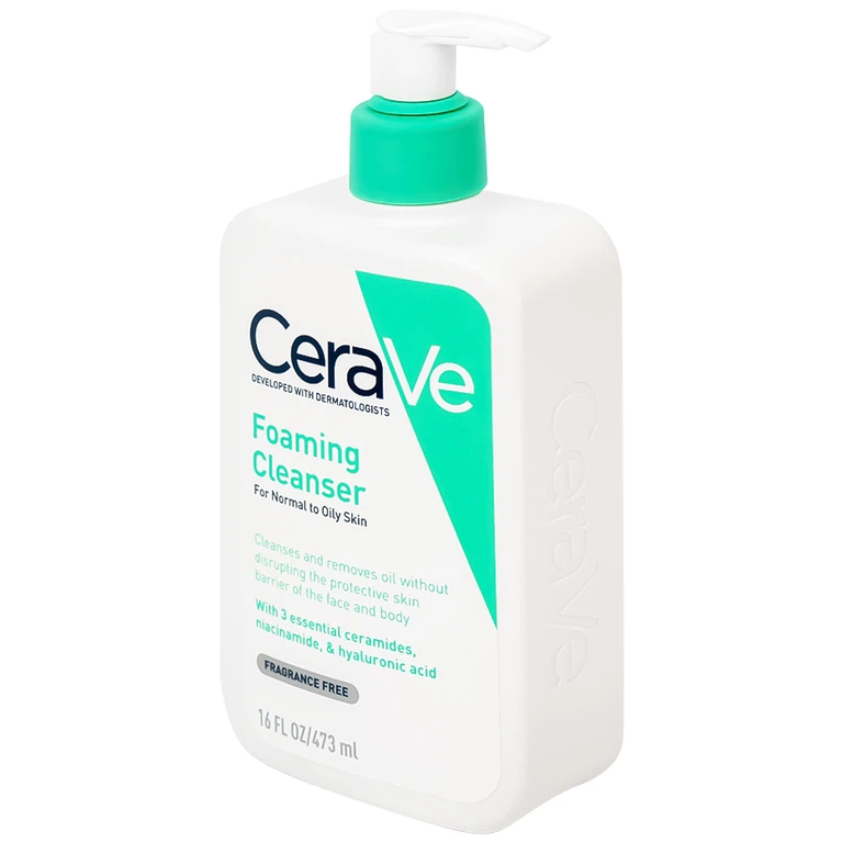 Sữa Rửa Mặt Tạo Bọt CeraVe Foaming Cleanser dành cho da thường và da dầu (473ml)
