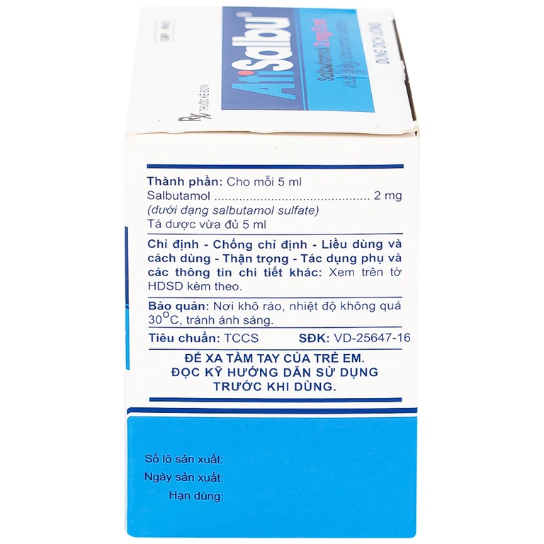 Dung dịch uống Atisalbu 5ml An Thiên điều trị co thắt phế quản do hen, viêm phế quản mãn tính (30 gói)