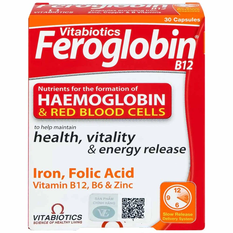 Viên uống Feroglobin B12 Vitabiotics hỗ trợ tăng khả năng tạo máu, tăng cường sức khỏe (30 viên)