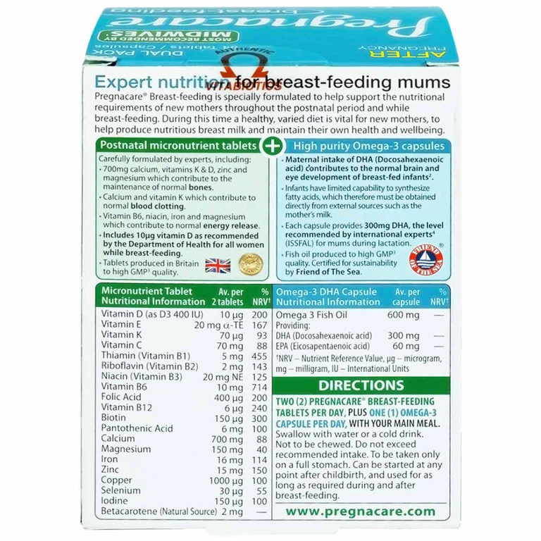 Viên uống Pregnacare Breast Feeding Vitabiotics bổ sung vitamin và khoáng chất cho phụ nữ cho con bú (6 vỉ x 14 viên)