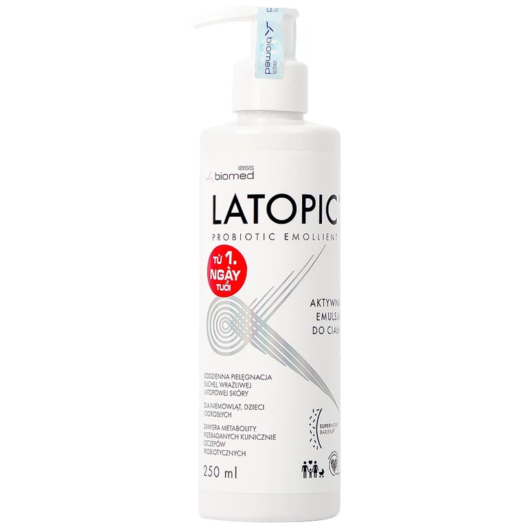 Nhũ tương Probiotic Emollient Latopic làm dịu da, giảm ngứa, giảm khô (250ml)