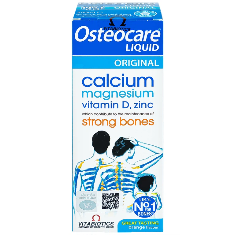 Dung dịch Osteocare Liquid Vitabiotics bổ sung canxi, magiê, vitamin D, kẽm giúp xương chắc khỏe (200ml)
