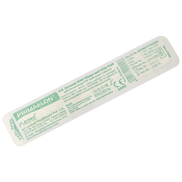 Kim luồn 18g Primaflon Lamed dễ dàng tiêm xuyên qua da và thành mạch (1 cây)