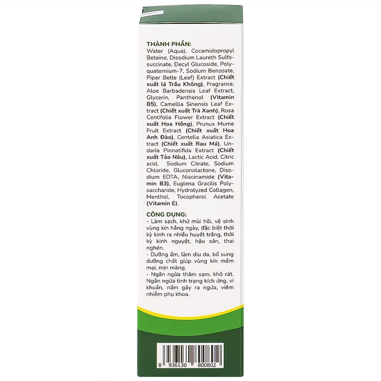 Bọt vệ sinh phụ nữ Trầu Không Natural Feminine làm sạch, dưỡng ẩm, ngăn ngừa ngứa (160ml)