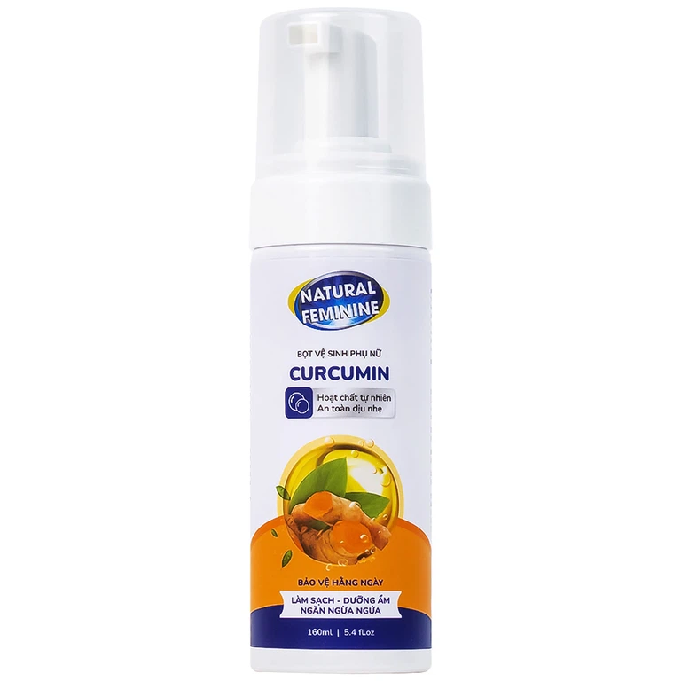 Bọt vệ sinh phụ nữ Curcumin Natural Feminine làm sạch, dưỡng ẩm, ngăn ngừa ngứa (160ml)