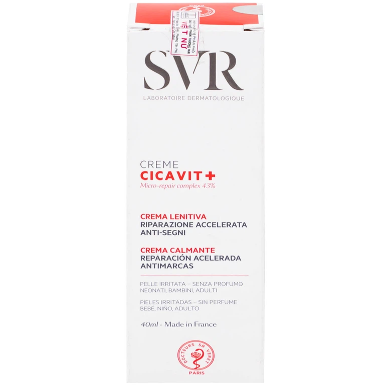 Kem bôi SVR Cicavit+ Creme dưỡng ẩm và làm dịu cho các trường hợp khô da, mẩn đỏ (40ml)