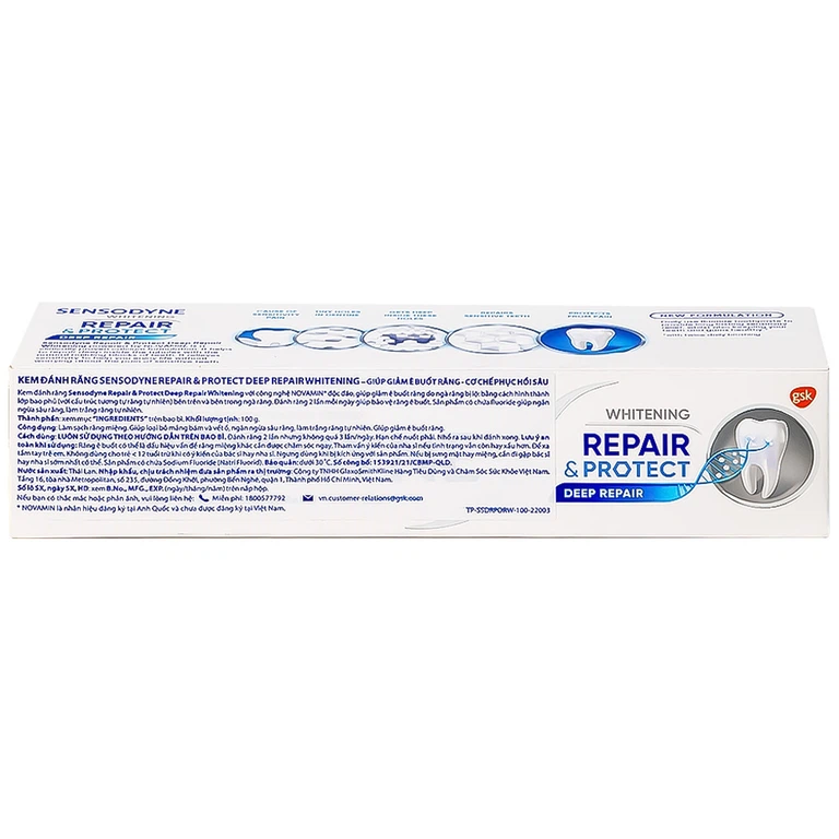 Kem đánh răng Sensodyne Repair And Protect Deep Repair Whitening giảm ê buốt răng, cơ chế phục hồi sâu (100g)