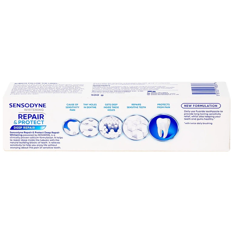 Kem đánh răng Sensodyne Repair And Protect Deep Repair Whitening giảm ê buốt răng, cơ chế phục hồi sâu (100g)