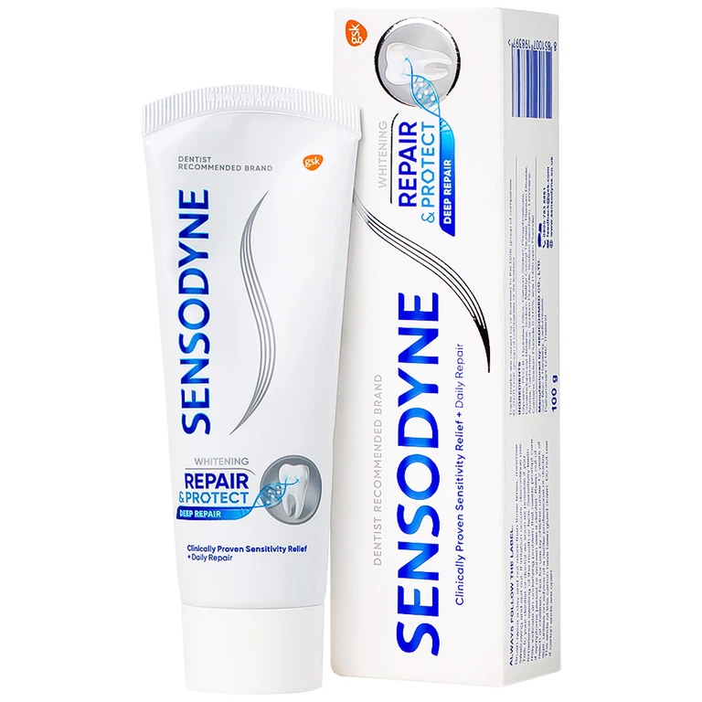 Kem đánh răng Sensodyne Repair And Protect Deep Repair Whitening giảm ê buốt răng, cơ chế phục hồi sâu (100g)