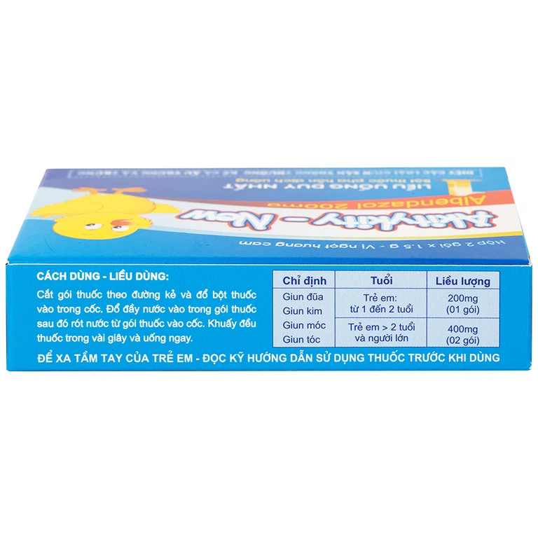 Hỗn dịch uống Akitykity-New 200mg Pharbaco vị ngọt hương cam diệt các loại giun sán, ấu trùng và trứng (2 gói x 1.5g)