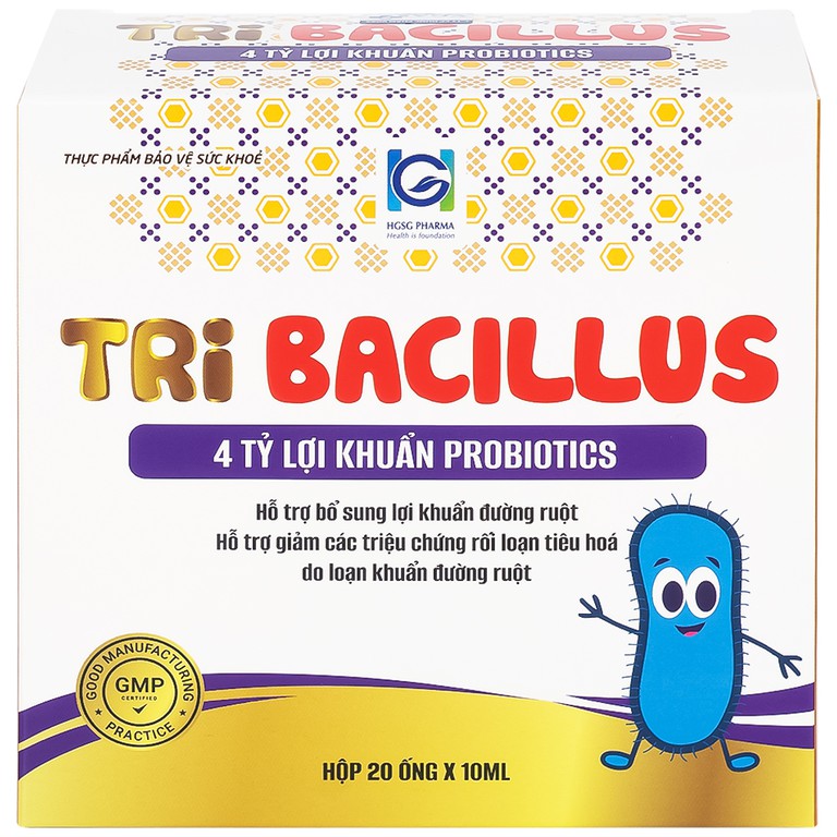 Thực phẩm bảo vệ sức khỏe Probiotics Tribacilus HGSG Pharma hỗ trợ bổ sung lợi khuẩn đường ruột (20 ống x 10ml)