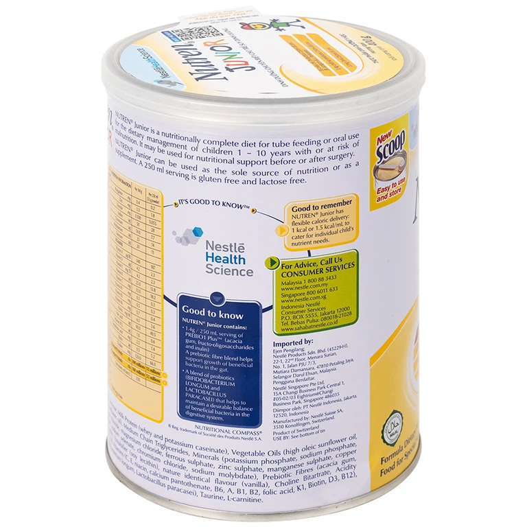 Sữa bột Nutren Junior 400g Nestlé bổ sung hoặc thay thế bữa ăn hàng ngày cho trẻ suy dinh dưỡng