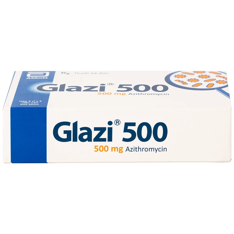 Thuốc Glazi 500 Abbott điều trị viêm xoang cấp, viêm tai giữa cấp, viêm họng, viêm amidan (2 vỉ x 3 viên) 