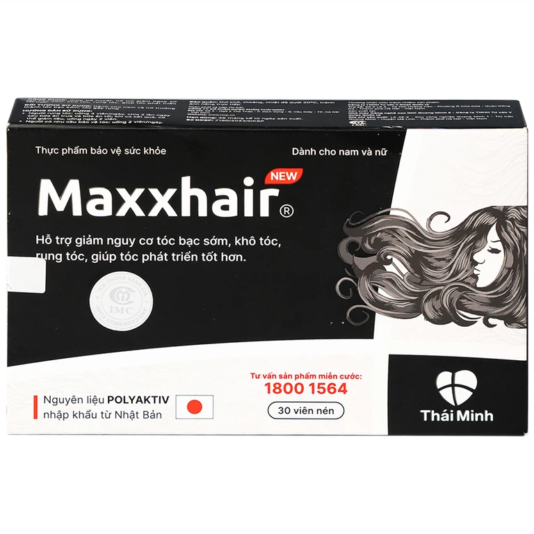 Viên uống Maxxhair New Thái Minh hỗ trợ tóc mọc chắc khỏe và giảm nguy cơ rụng tóc (3 vỉ x 10 viên)