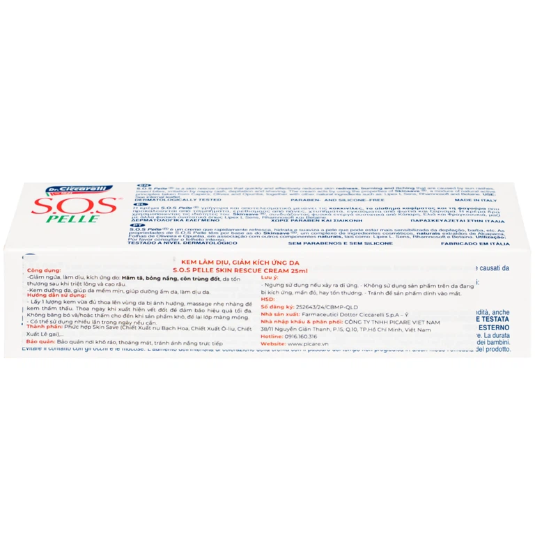 Kem bôi Dr.Ciccarelli S.O.S Pelle Skin Rescue Cream làm dịu và giảm kích ứng da (25ml)