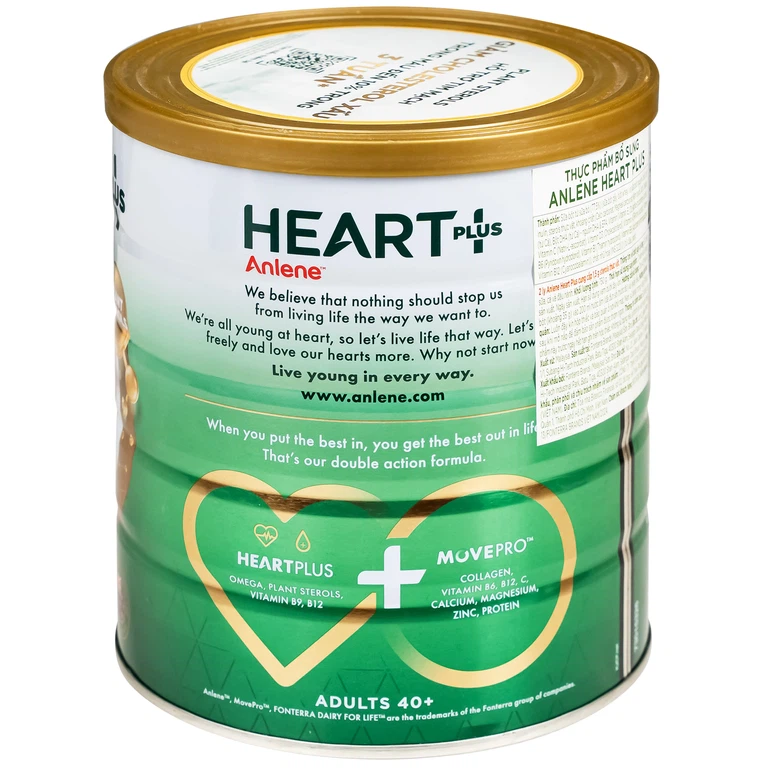 Sữa Anlene Heart Plus chứa hệ dưỡng chất dành cho người quan tâm đến sức khỏe tim mạch (750g)