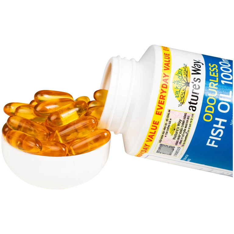 Nature'S Way Odourless Fish Oil 1000mg giúp bổ sung EPA, DHA hỗ trợ tốt cho mắt và não (80 viên)