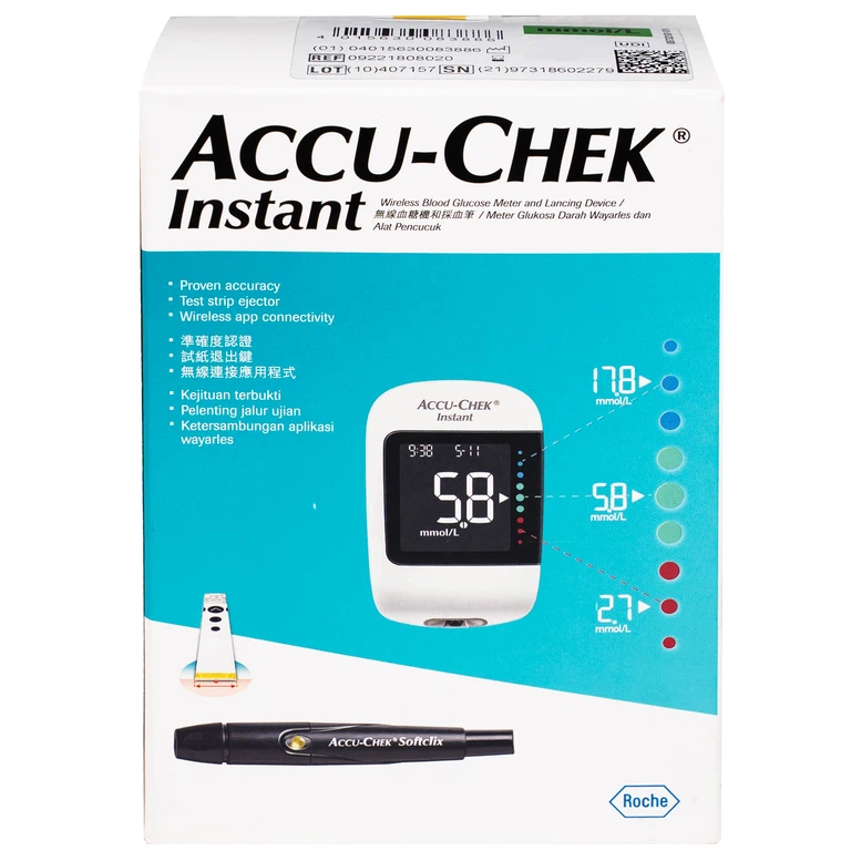 Máy đo đường huyết Accu-Chek Instant hỗ trợ theo dõi, kiểm soát lượng đường trong máu
